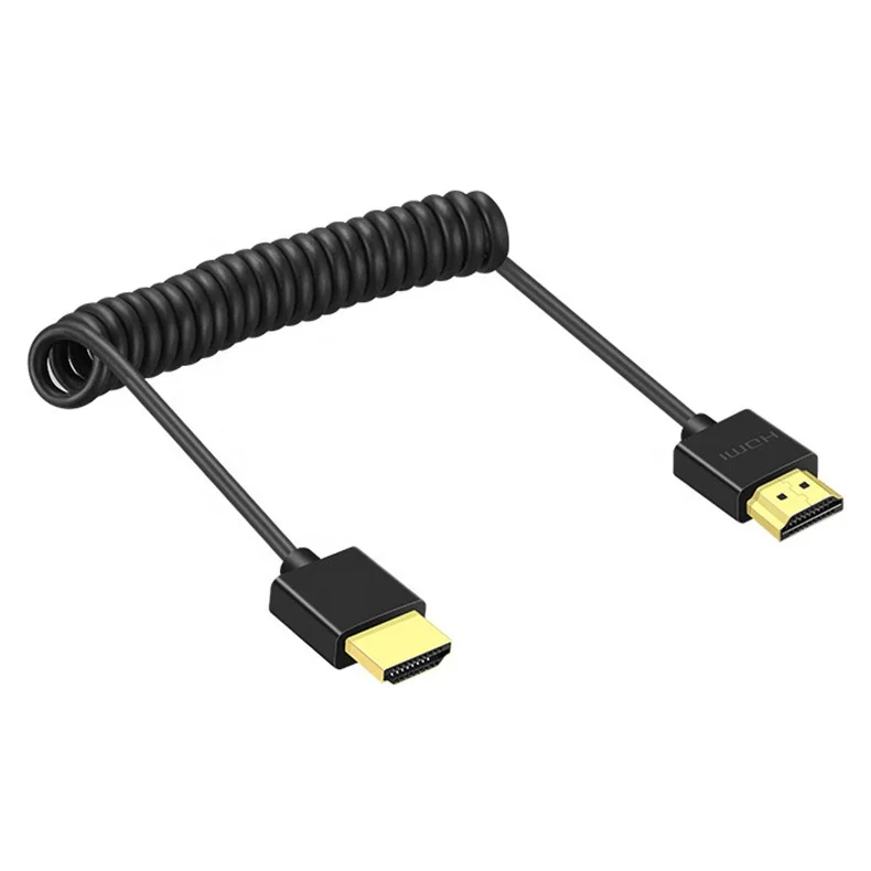 SLR Camera Slim HDMI 2.0 4K Spring Cable Retractable Cable Atomos hdmi to Mini Micro hdmi Spiral Cable 1.2m 1.5m 2m 3m