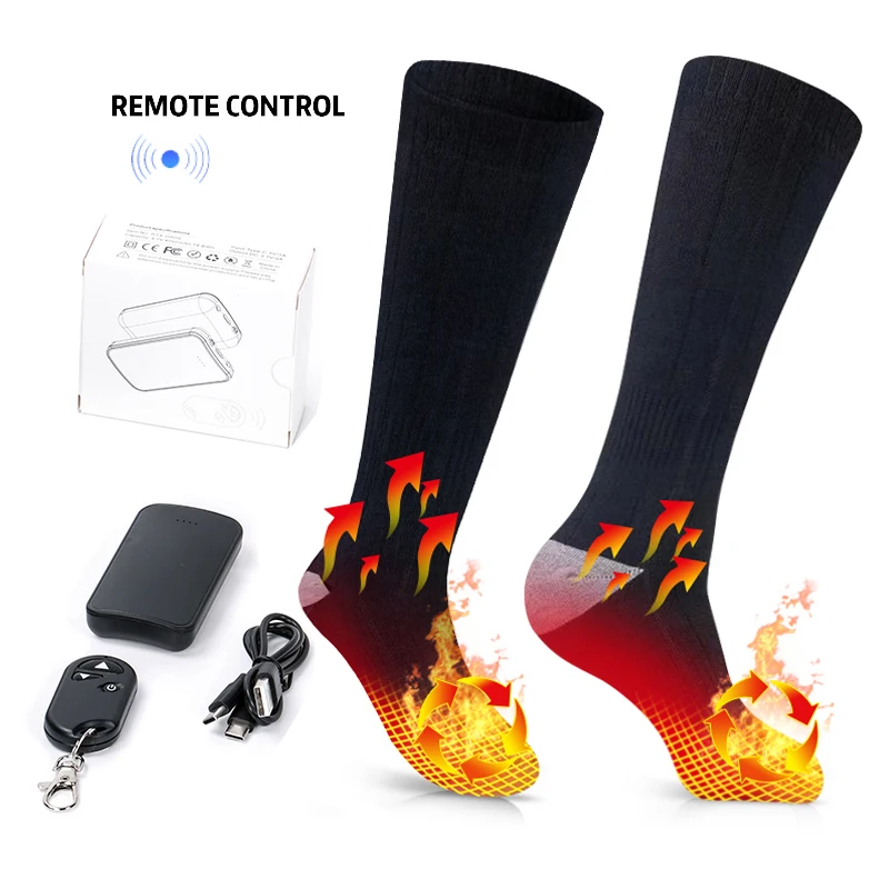 Remote Control Heated Socks for Men Women, Electric Heating Socks,  Rechargeable 4000mAh Battery Powered Thermal Foot Warmers