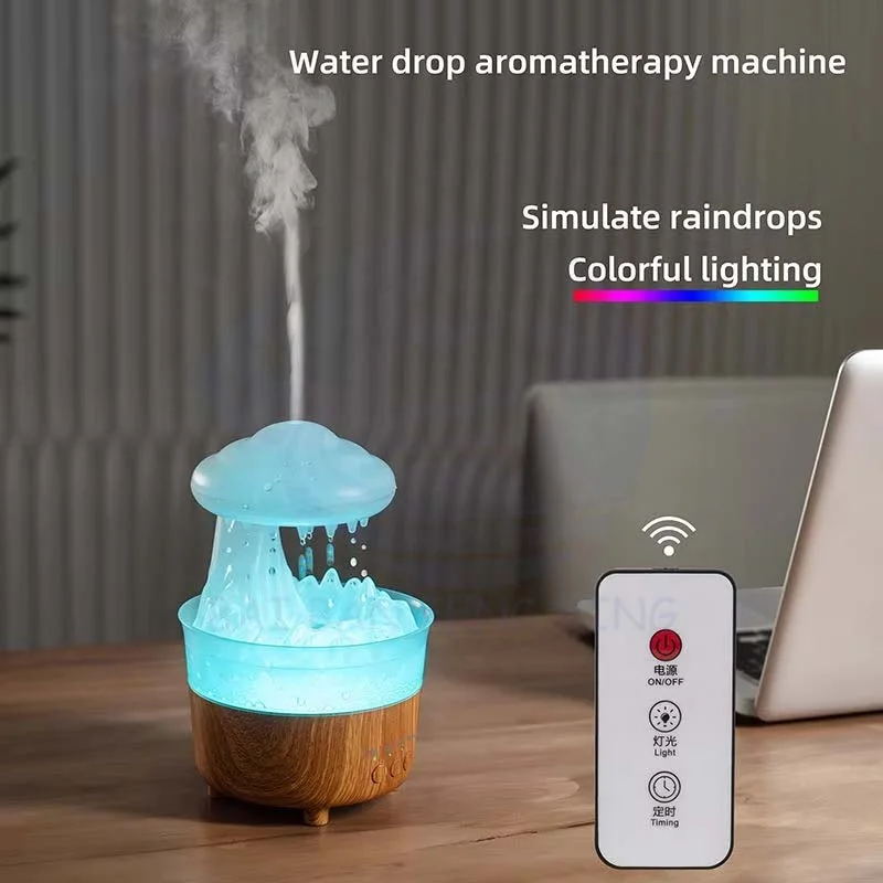 クリエイティブ7色ライト雨粒アロママシン デスクトップ オフィス アロマ クラウド加湿器 6