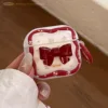 Sheer white with 3D red bow and floral print