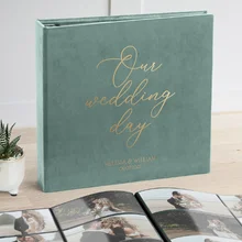 Custom Velvet Photo Album 4x6 Gold Foil Wedding Photo Book Slip in PP Pocket Album for 1200 Photos with Slip Case Box