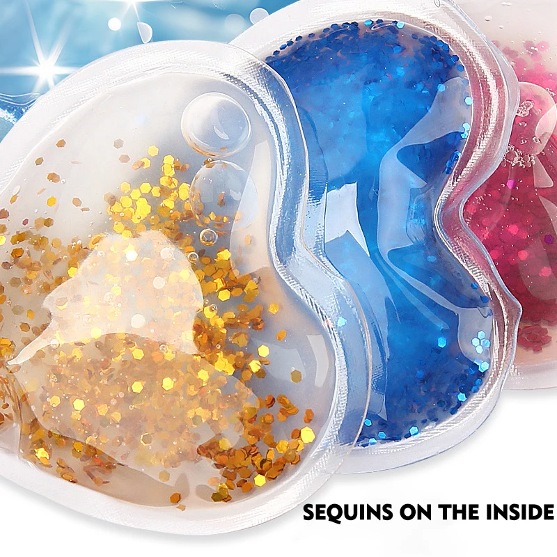 heart shape hot cold packs reusable custom logo sequin glitter hot cold compress pvc mini gel ice pack for cooler