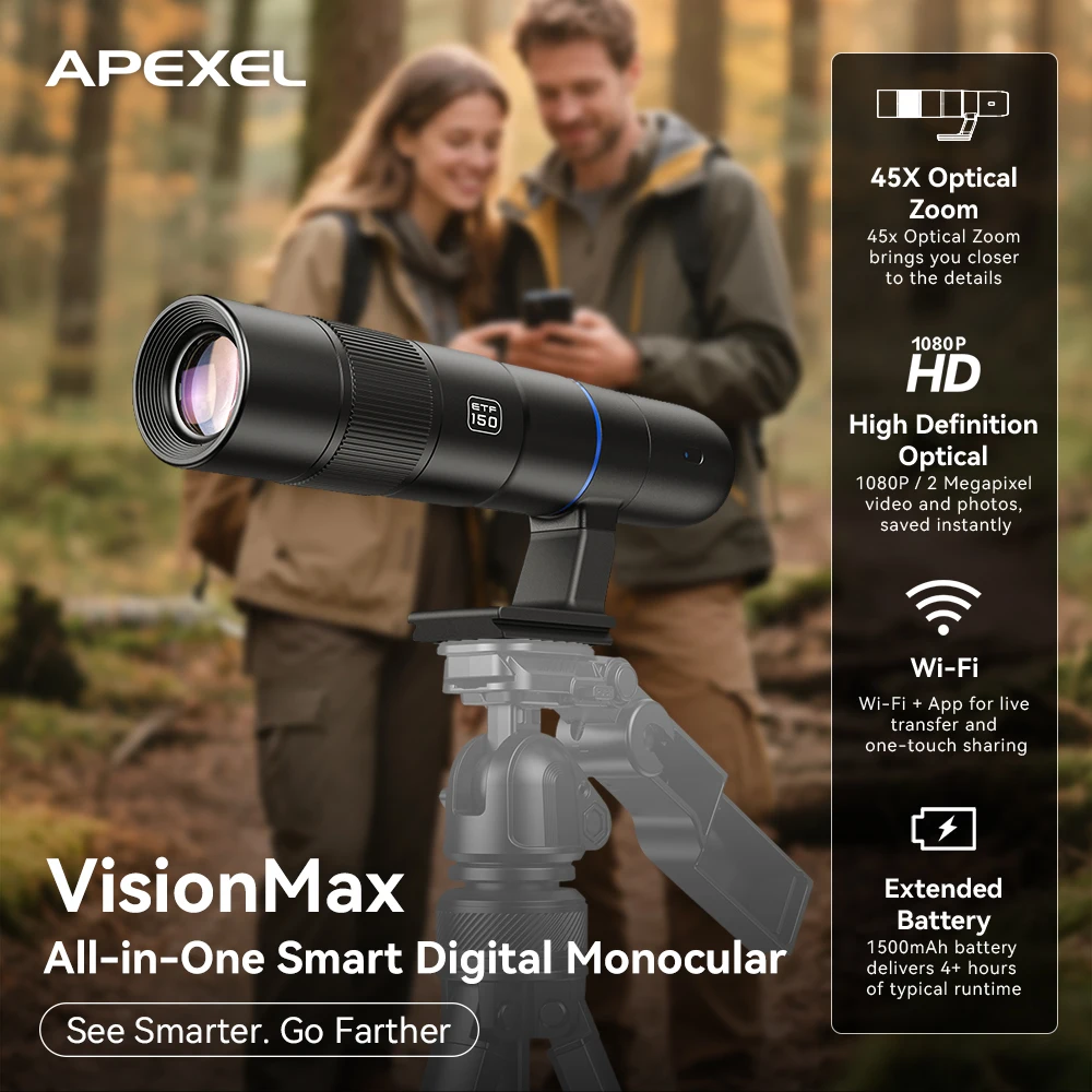 Apexel新しい金型屋外写真スマートポータブルWifiデジタル望遠レンズ