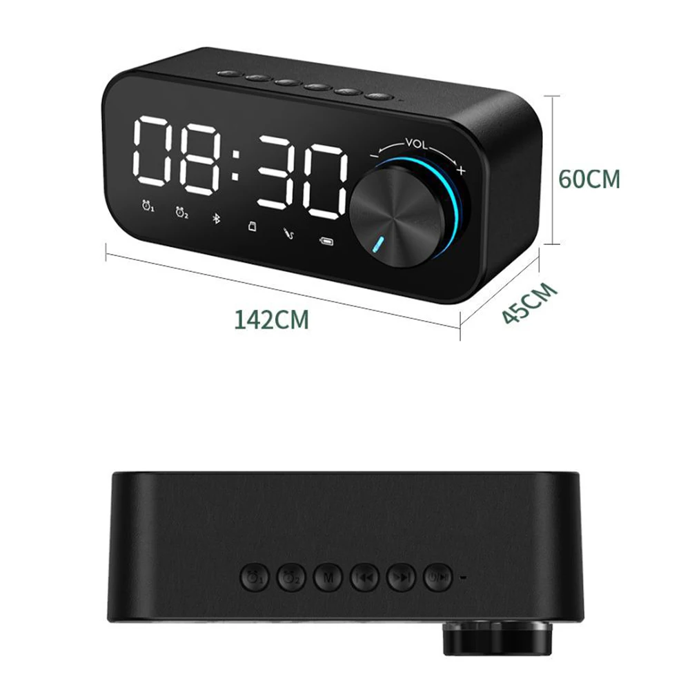 
 B126 2020 New Wireless BT Speaker Alarm Clock Digital Display LED Subwoofer Music Player Mini BT Speaker  