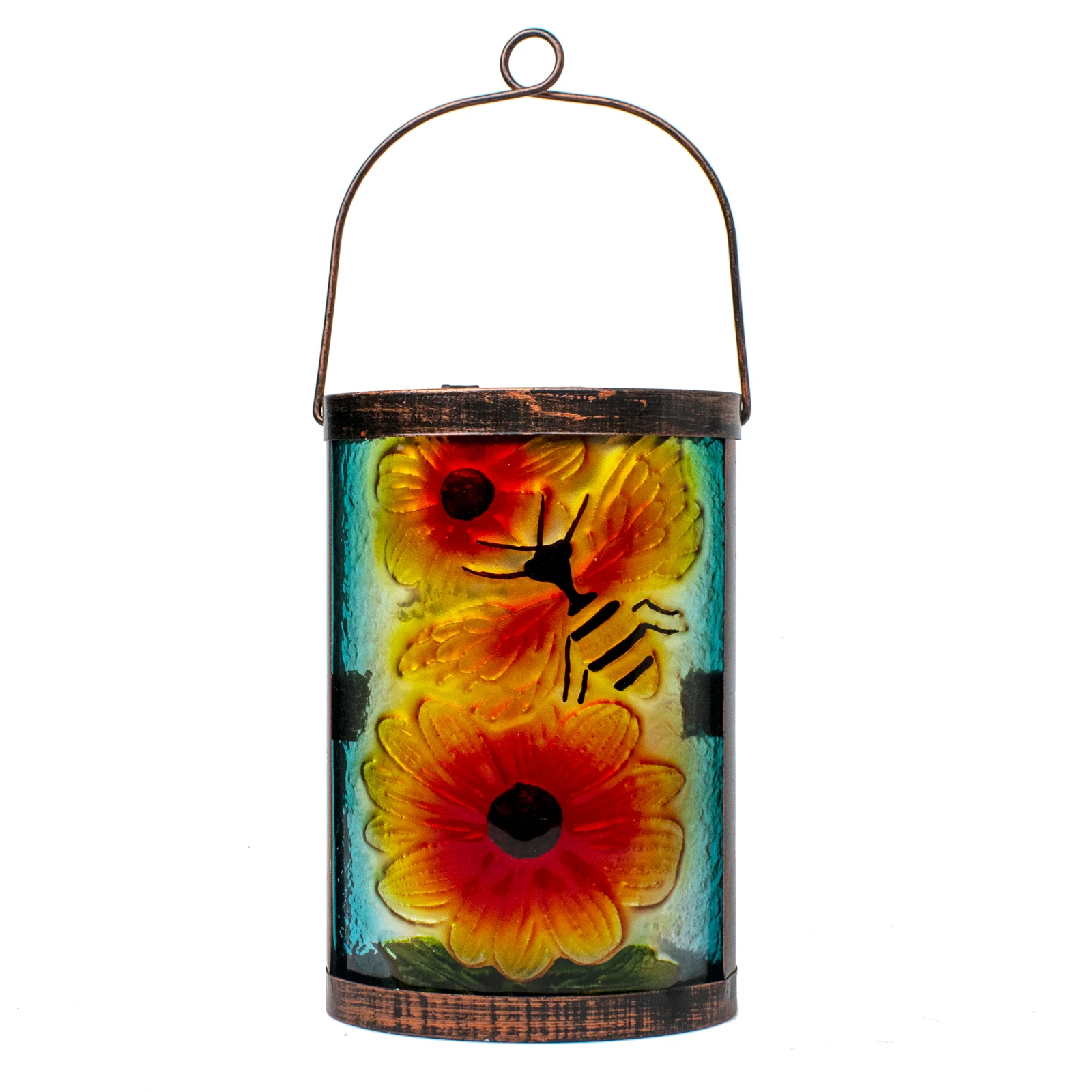 Solar Lantern Lights Outdoor Hanging Bee Retro Metal Lanterns for Outdoor Table Patio Orange