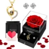 Necklace (Rose Gold) Earrings Rose Gift Box