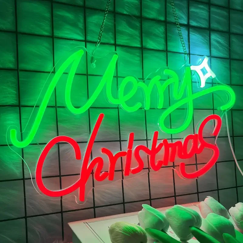 Decorazioni natalizie per vendita transfrontaliera Luce neon renna pupazzo di neve Babbo Natale Lettera Luci natalizie USB