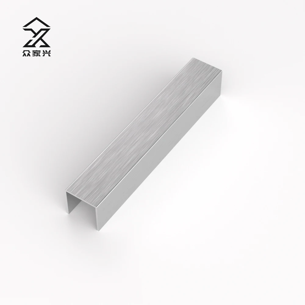 Hot Sale U Shape Transition Edge Shining Silver Trim Tile Aluminum Profiles Tile Trim For Floor supplier