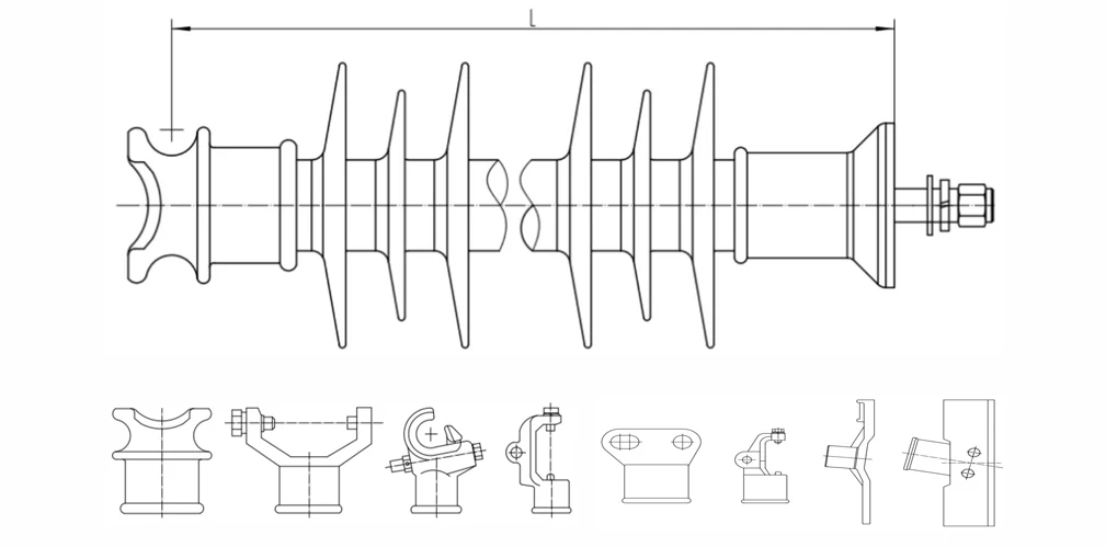 High Voltage Composite Line Post Insulator 10kV-500kV Rated IEC61952 ...
