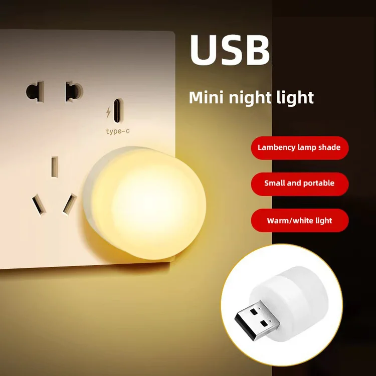 Portable Mini USB LED night light socket desk lamp computer mobile power charging head student car atmosphere night light manufacture