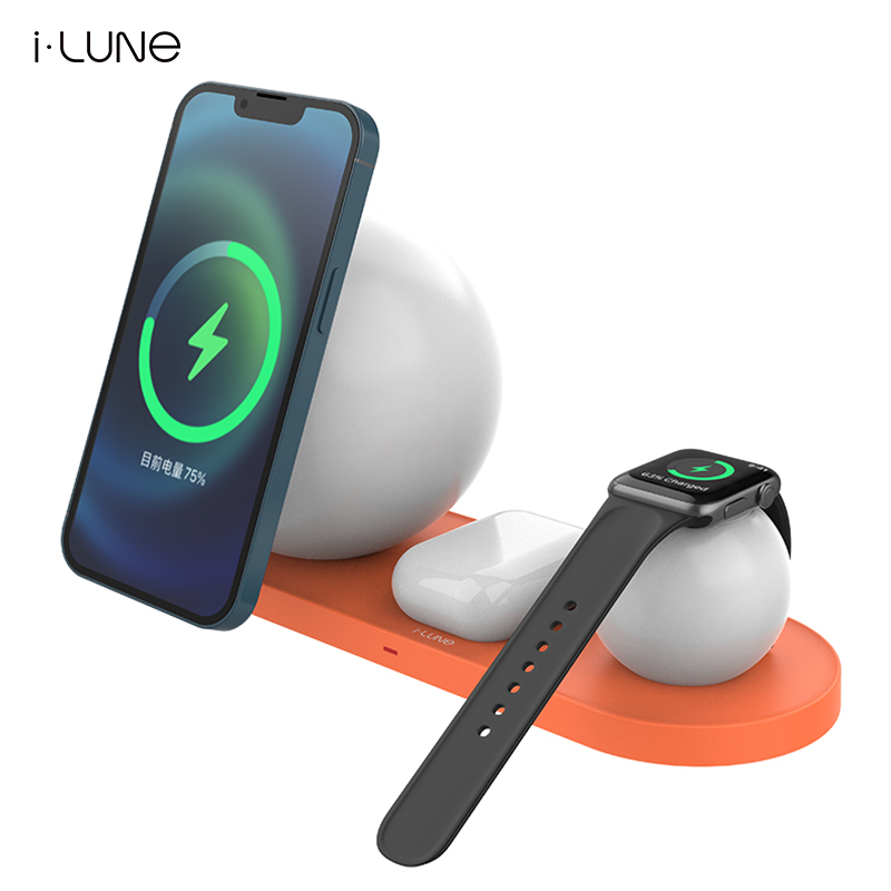 2022 Новое поступление Лидер продаж LUNE реальная magsafing 3in1 23 Вт светодиодные QI Беспроводное зарядное устройство-подставка и настроение лампа