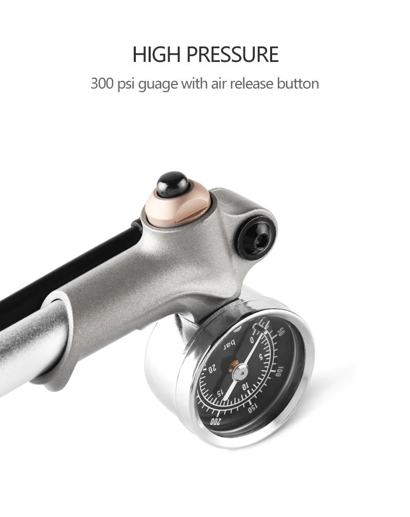 GIYO GS-02D 300psi High-Pressure Bike Air Shock Pump with Lever Gauge for  Mountain Bicycle Fork and Rear Suspension