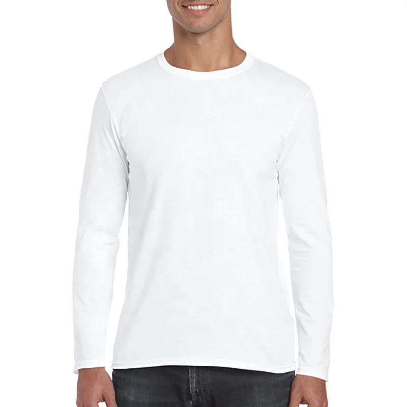 JL1010C Wholesale Plus Size Heavy Cotton t Shirt Long Sleeve Sport t Shirt Round Neck Plain t Shirt for Men