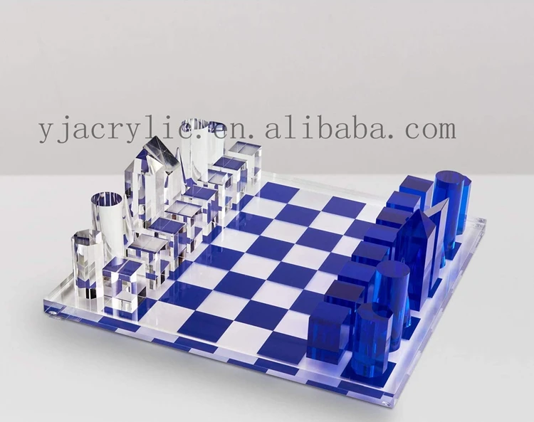 High Quality Custom Chess Board Games Checkers Building Blocks Luxury Backgammon Acrylic Chess Set
