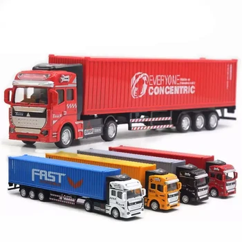 Metal Truck And Alloy Metal Pull Back Car Toy 1:48 Large Container Truck Toy
