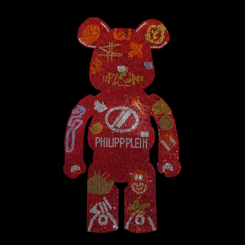 Christmas red bear Rhinestone Transfer Men Stylish Hip Pop heat transfer cartoon sticker for t-shirt