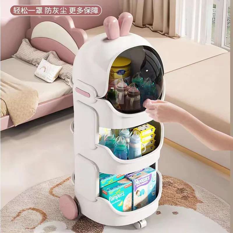 Household Cartoon Snack Cart Storage Shelves Living Room Bedroom Multi-layer Debris Storage Rack