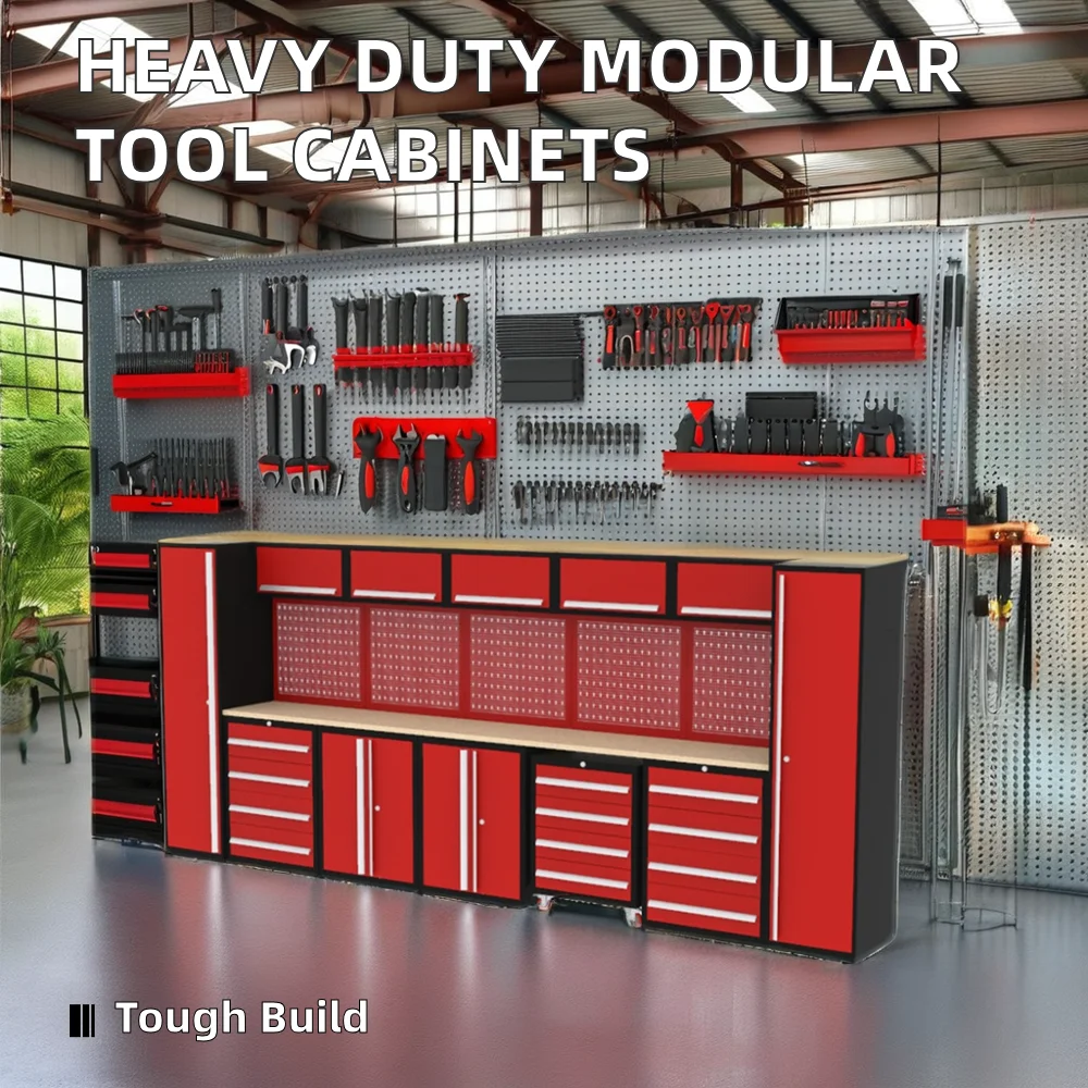 Heavy Duty Modular Design Garage Cabinet Workshop Movable Tool Chest Toolbox Garage Tool Cabinet for Auto Repair Workshop
