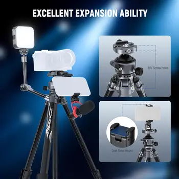 NEEWER LITETRIP LT07 61" Aluminum Travel Tripod for Camera w Pan Tilt Low Profile Ball Head, Arca QR Plate Compatible with Peak product image