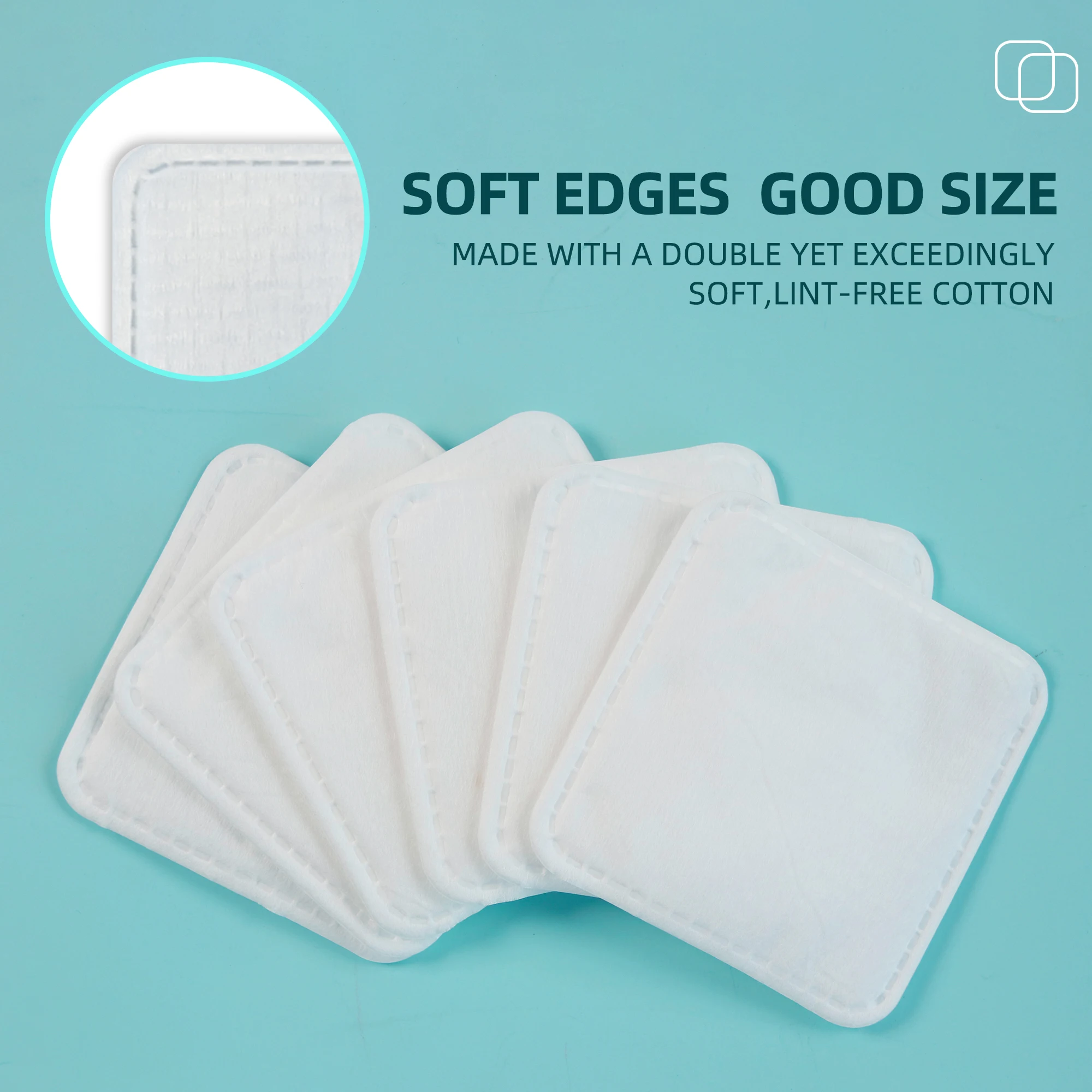 Natural Square Cotton Pads,Biodegradable Pads,Makeup Remover Pads