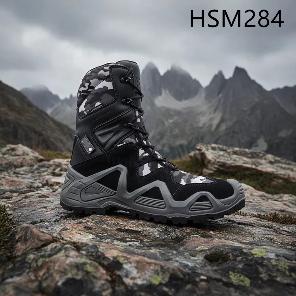 ZYF,Simulation Training Water-proof Lining Camouflage Combat Boots Rugged Terrain Reflective Webbing Design Hiking Boots HSM284
