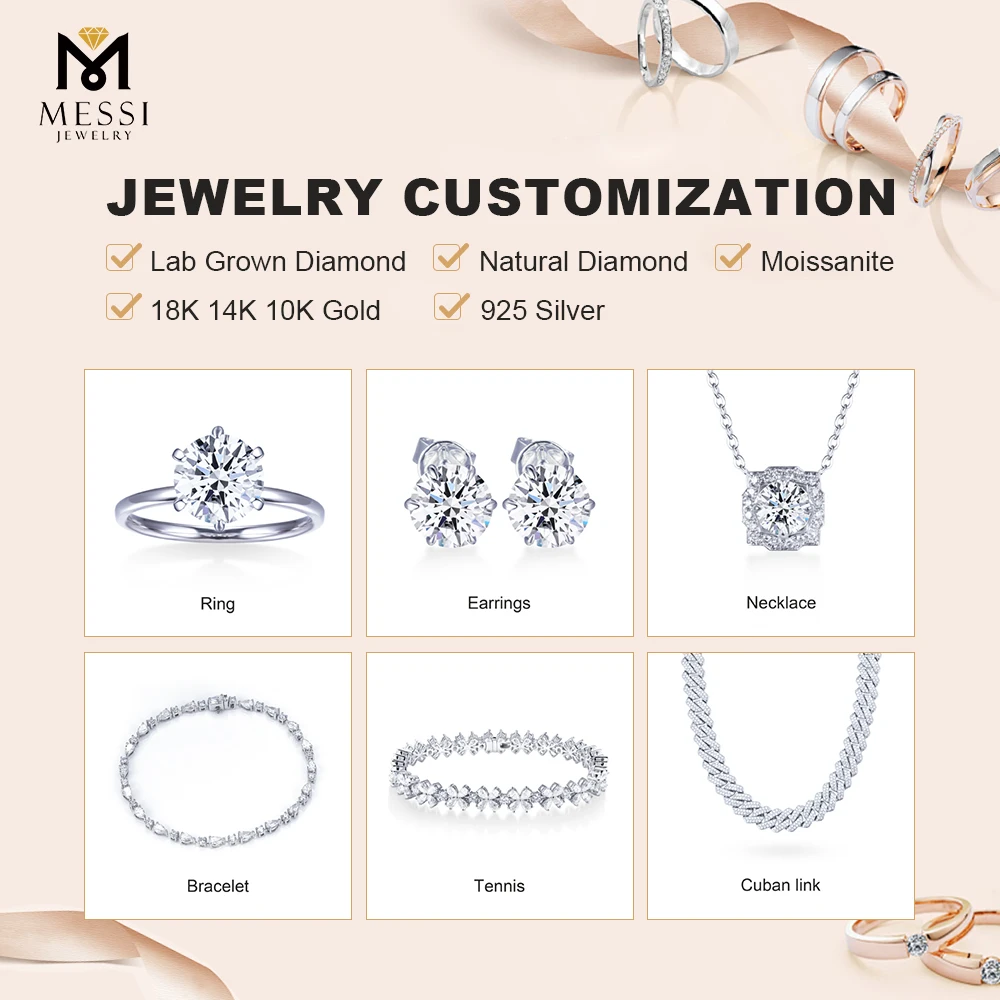 Custom Jewelry 18K Solid Gold 2ct Radiant Diamond Wedding Ring Set Diamond Jewellery Stackable Lab Grown Diamond Rings