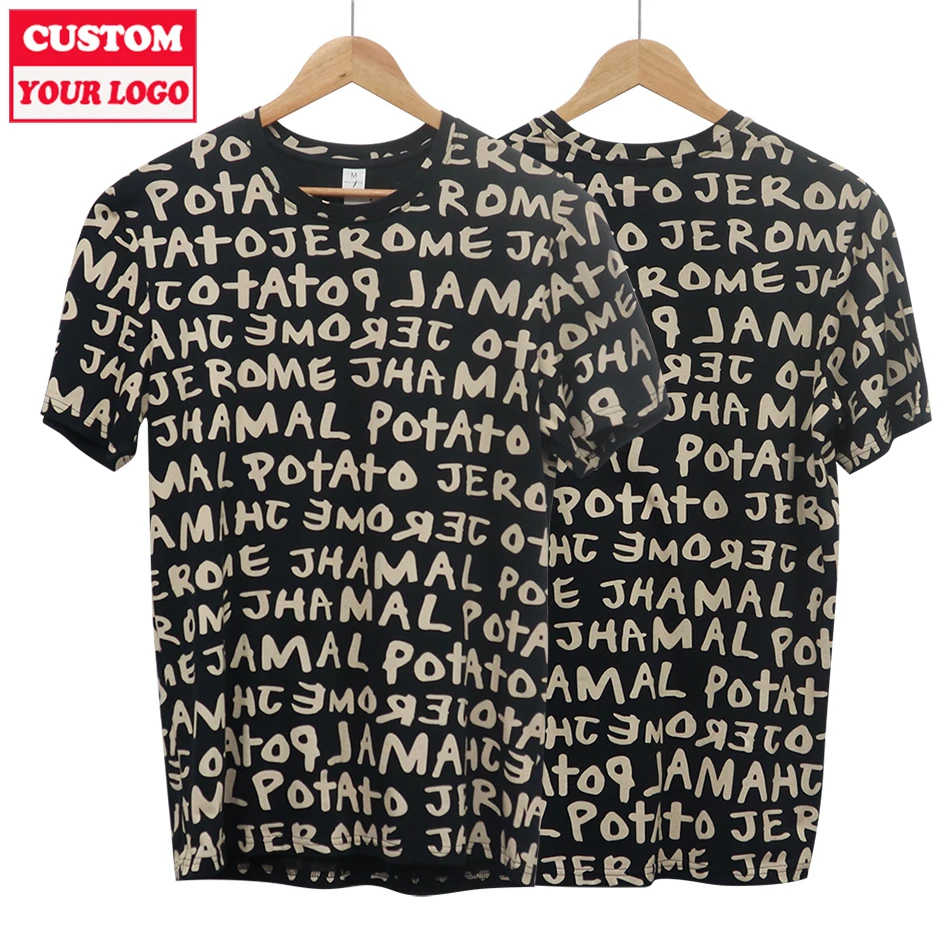 Custom Unique Design Wording and Photo Company Logo Cotton T Shirt Design