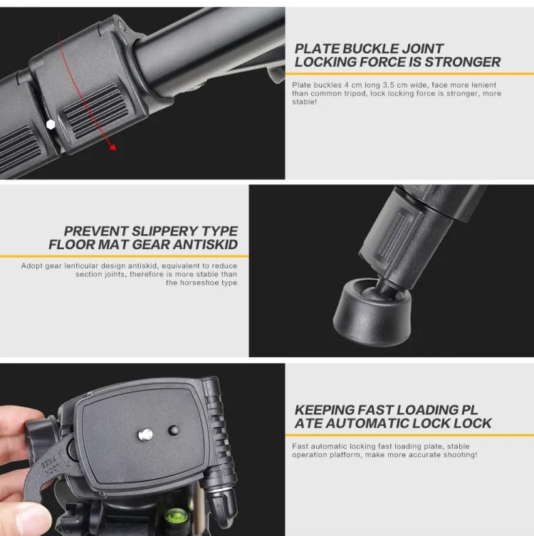Zomei Q188 Aluminum Professional DSLR Camera Tripod 5-Section Flip Lock Waterproof Shockproof 5KG Load Capacity Portable Bubble