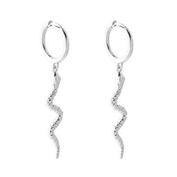Wholesale custom statement 925 silver huggie ear ring snake shaped charm hoop earrings women lobe cartilage earring jewelry