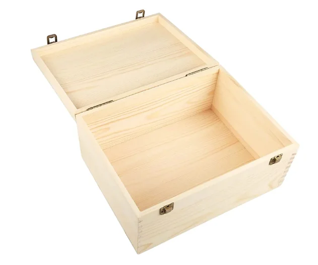 Unfinished Wooden Box Natural Unfinished Pine Wood Box With Hinged Lid And Front Clasp Buy