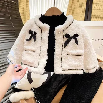 Girls' autumn winter fleece coat children fashion cotton-padded coat baby girl classic style padded clothes