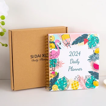 Custom Print Logo Journal 2025 A5 Spiral Goal Life Diary Journal Agenda Notebook with Gift Box