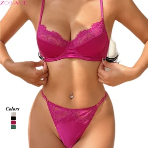 Elegant Sensual French-Style Summer Ultra-Thin Lace Anti-Sagging Plus Size Lingerie Set With Bra for Women