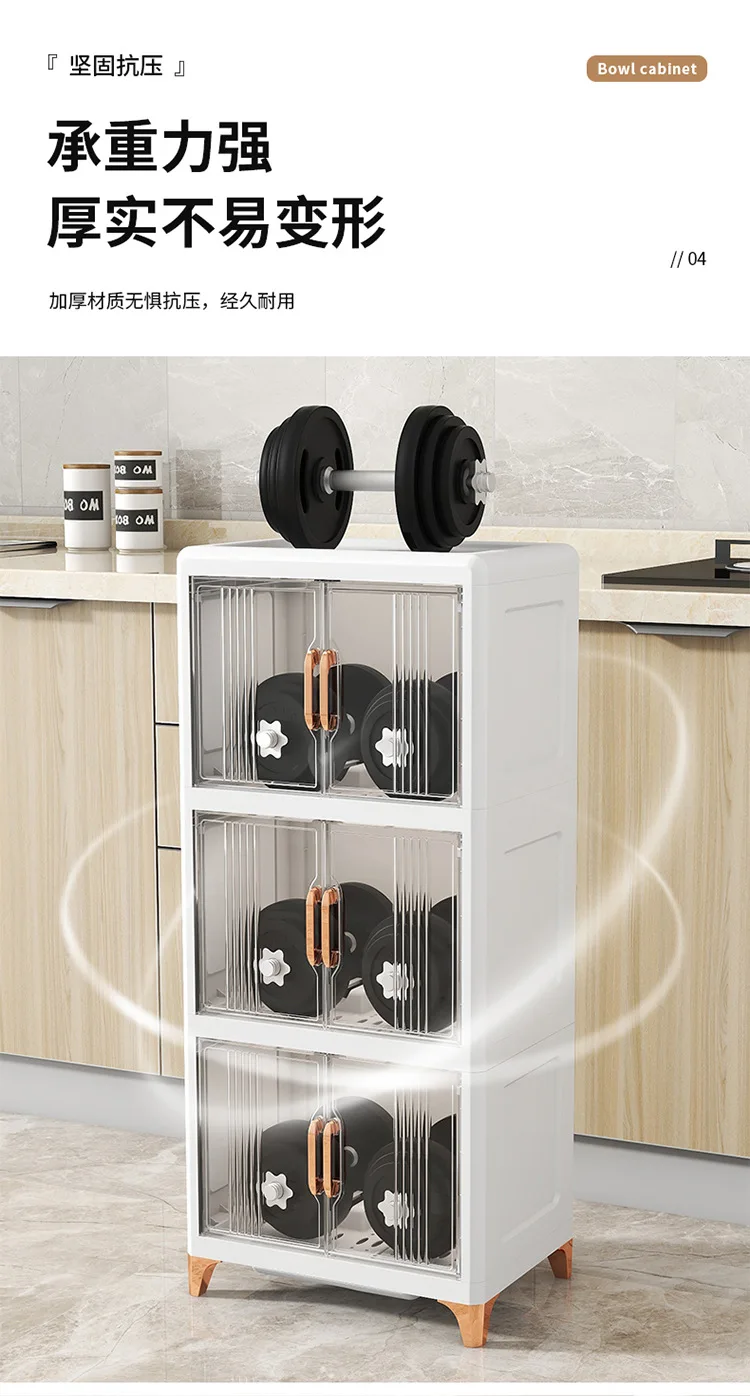 Desktop Large Capacity Bowl Storage Cabinet With Drain Rack Dish Cupboard Double Layers