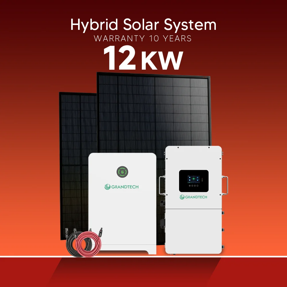 System Egni Haulol Cymysg Allan o Siatâl 8kW 10kW 12kW Paneli Haulol â Phwmp a Inverter Set Cyflawn Haulol ar gyfer Cartref