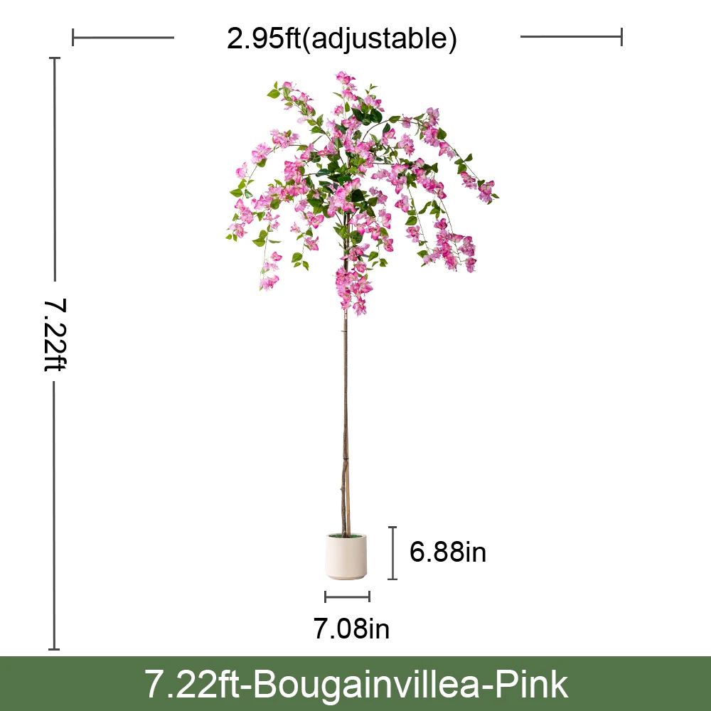 Natural Style Home Office Decor Artificial Bougainvillea PVC Green Plastic Pot Real Touch Leaves Artificial 180cm Fabric Wedding supplier
