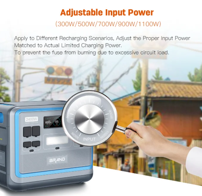 Continuous Output Power 2400W 2048Wh Portable Power Station LiFePO4 Battery Solar Generator