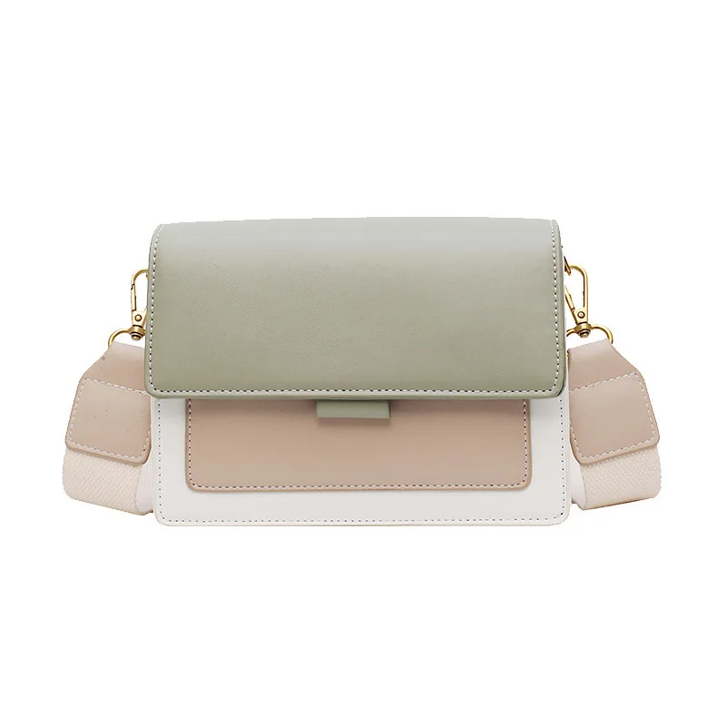 Wide Strap with Chain Handbags Women's square Shoulder Bags with Zipper Compartments Ladies Hobo Purse