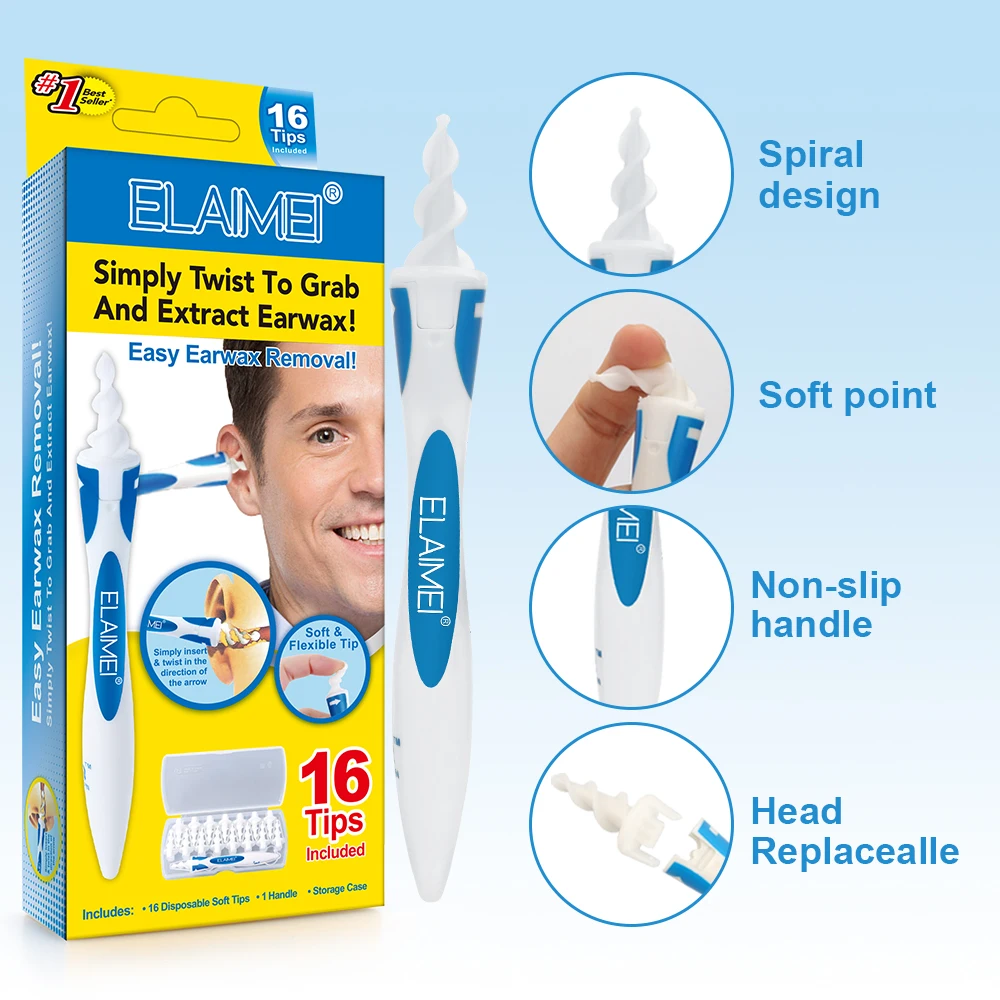 Elaimei Customized Ear Wax Remover Cleaner Soft Spiral Earwax Smart