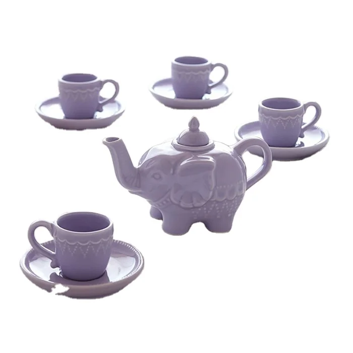 Purple Elephant Tea Set Custom Animal Shape Tea Set