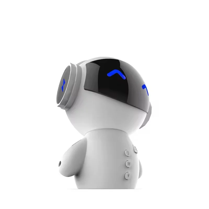 Vofull Mini Alarm Clock Robot Smart Robot Speaker Rechargeable Wireless Heavy Bass Mp3 Speaker