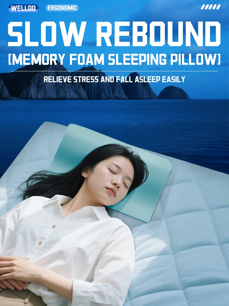 Custom Logo Ergonomic Slow Rebound Memory Foam Orthopedic Cervical Medical Side Sleep Neck Pillow Cushion