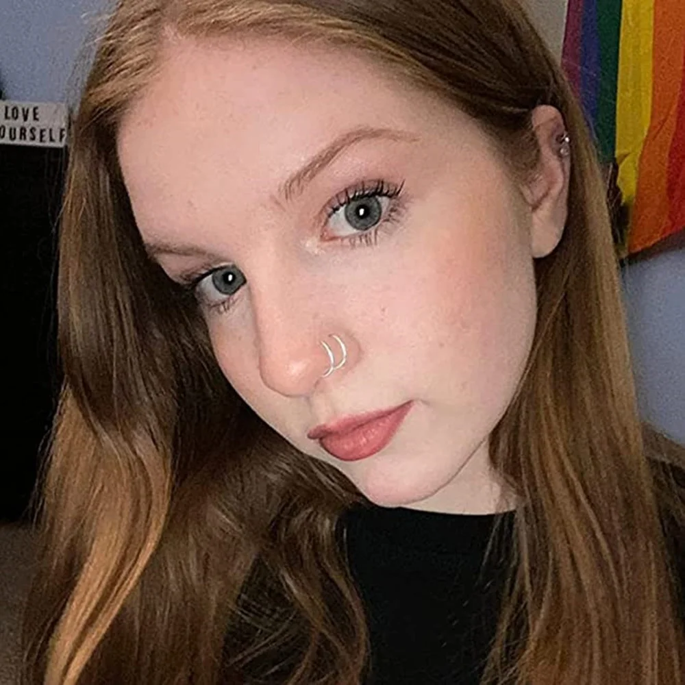 20G Double Hoop Nose Ring Elegant Nose Piercing Jewelry