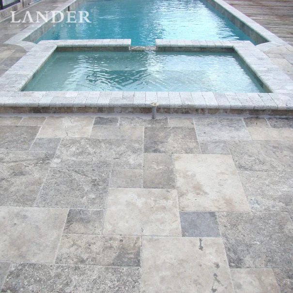 Customizable Travertine Tiles Outdoor Flooring Natural Stones Silver Travertine Stone Deck Tiles Swimming Pool Deck Tiles