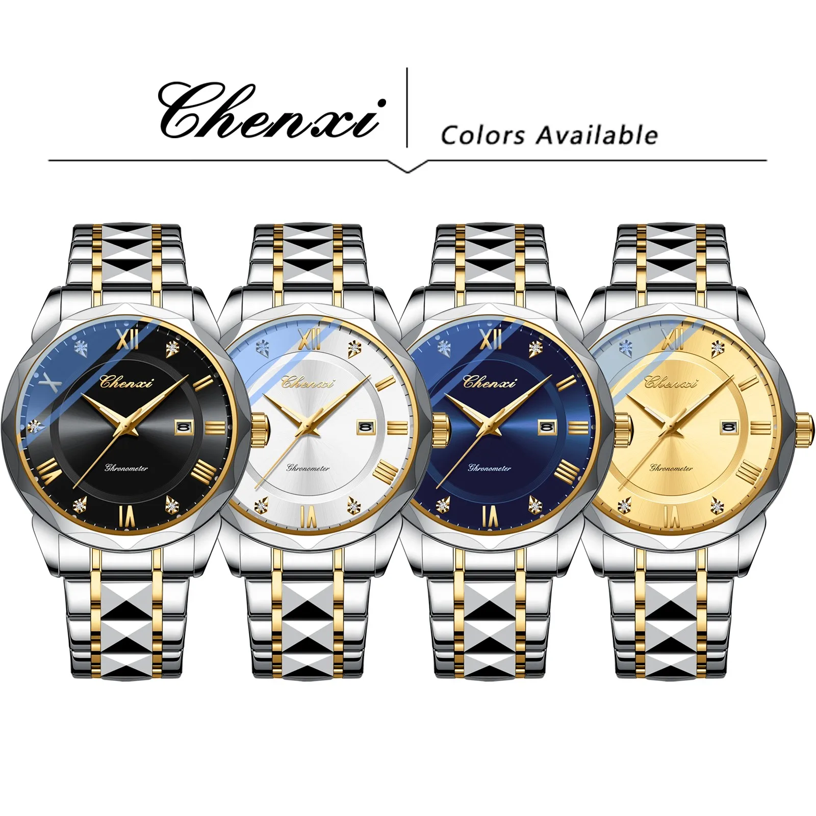 時計 cha-chan Chenxi 956 Luxury Chronograph Watch for Men - Stainless Steel