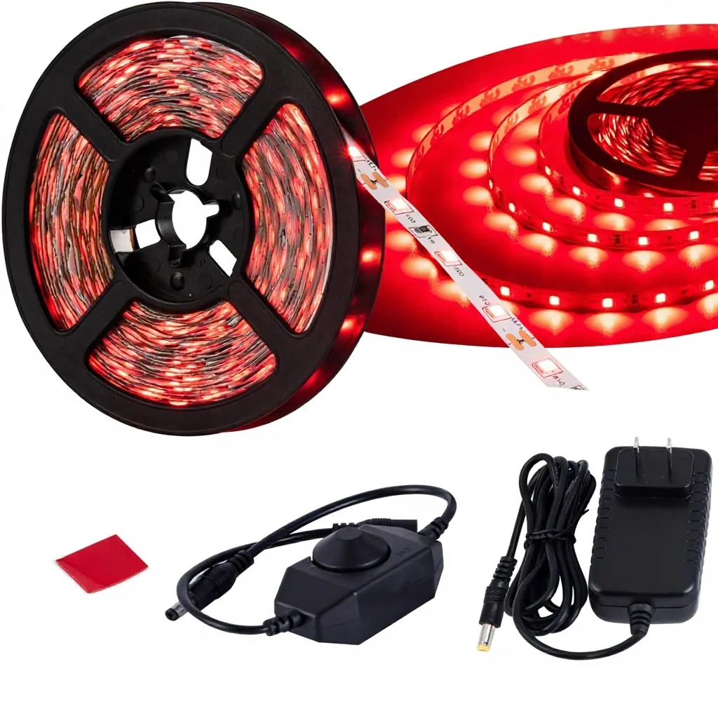 Modern 20ft 12V 360 LED Red Strip Light Flexible Non-Waterproof for Indoor Portable Sauna Tent Use