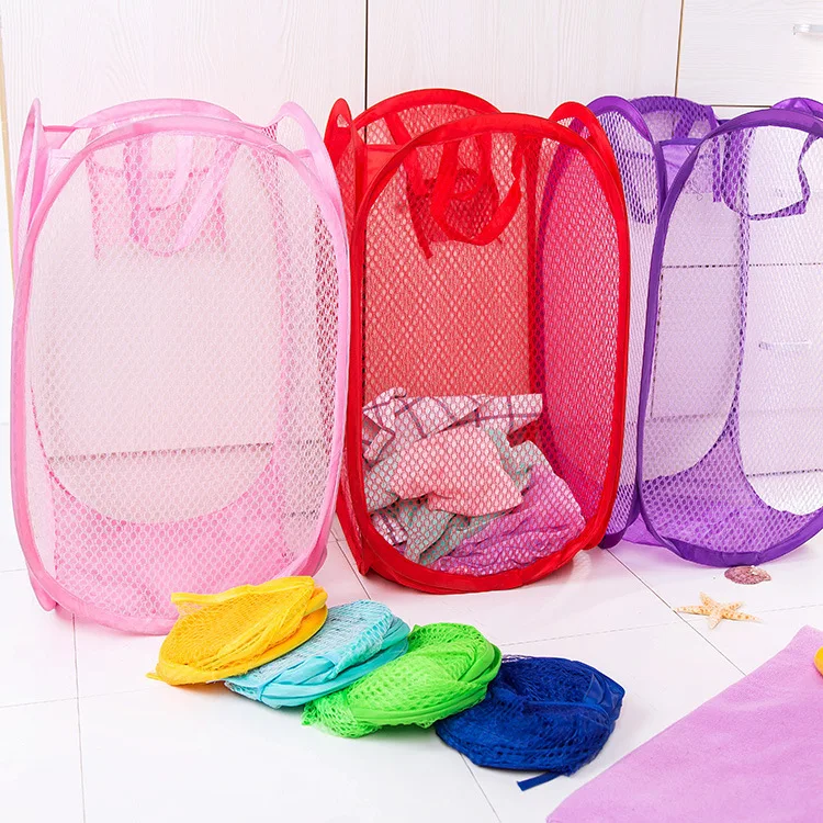 Collapsible Laundry Baskets Fold Mesh Laundry Basket Pop Up Mesh Basket