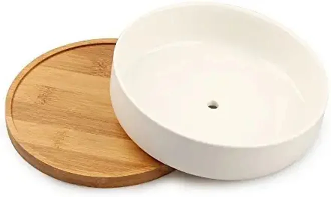 Vassoio Raccogli-Acqua Per Piante In Ceramica – Sottovaso Rotondo Azzurro Lago, 16x2 Cm, Per Interni/Esterni