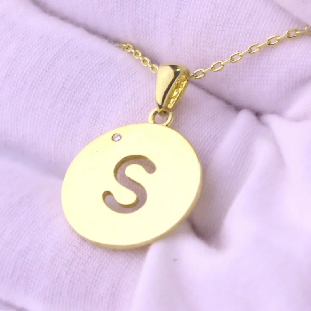 Solid color hollow letter chain necklace Custom letter name pendant Gold chain pendant Any size