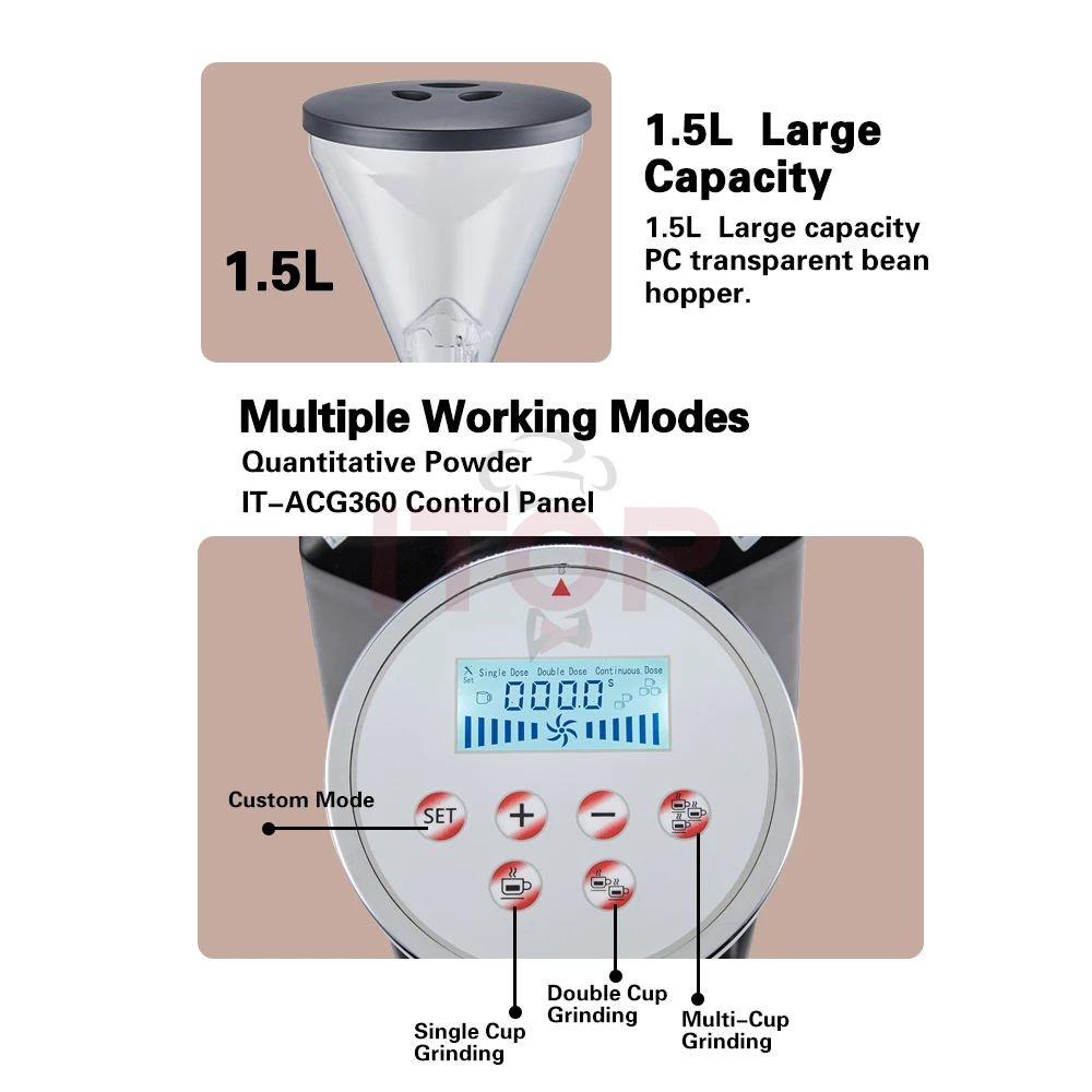 IT-MCG360 Commercial Coffee Bean Grinder Espresso Grinder
